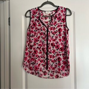 Kate Spade Hot Pink and Black Floral Blouse